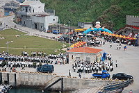 　東引指揮部舉辦全民國防營區開放活動，現場人聲濎沸。（圖／文：陳其敏） 
