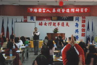 　國民黨組發會婦女部昨天舉辦研習，聘請口、耳語傳播專家訓練地區婦女黨員成為馬總統政策的宣傳者。（圖／文：邱竟瑋）
