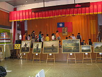 米勒畫校園巡迴展在西莒敬恆國中小「敬恆堂」展出。(圖/文:陳樂團)