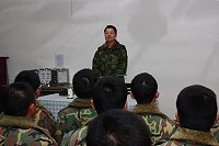 馬防部副指揮官陳將軍期勉新進弟兄來馬祖當兵要儘快適應環境,做個快樂的馬祖兵。(圖/文:黃俊智)