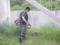 東莒駐軍和義工們共同為校區整理環境和消毒。（圖／文：林家菊）