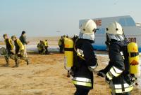 南竿機場航空器失事消救演習昨日逼真上演。（圖／文：張登傑）